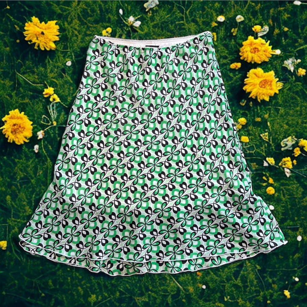 green floral notations midi skirt
